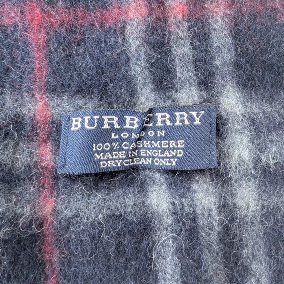 Burberry Unisex Cashmere Check Scarf Blue – Pre-Owned – Warm Designer Style - Picture 2 of 8